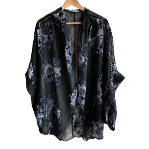 She and Sky Floral Burnout Velvet Cocoon Wrap